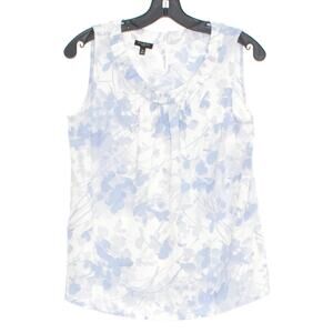 Talbots Top Feminine Boho Whimsical Romantic Fairy Floral Blue White 8 Petite